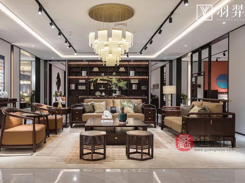 新中式客厅实木沙发茶几组合YY006，采用金丝乌木原木，工艺全榫卯