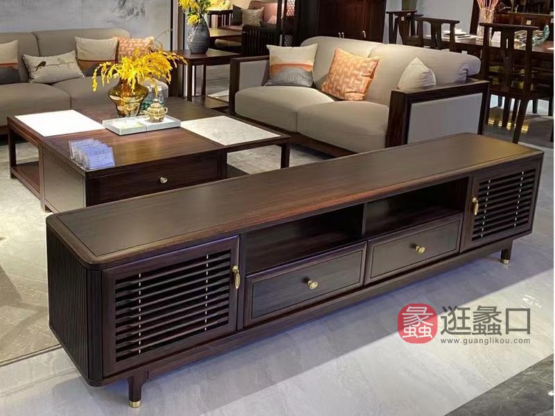 新中式实木电视柜储物柜YY009，采用金丝乌木原木，工艺全榫卯