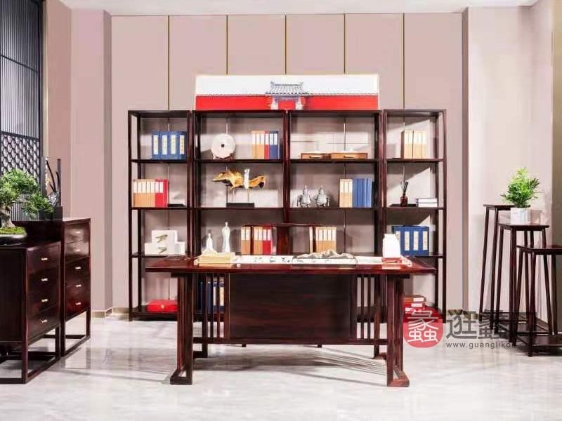 物本家具新中式书房书柜红木书桌书椅书柜WB007