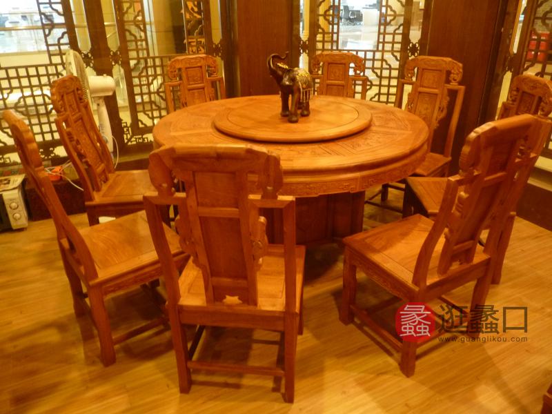 怡和堂红木家具中式古典餐厅餐桌椅YHT004尺寸可选择