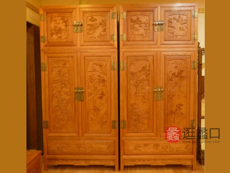 怡和堂红木家具中式古典卧室衣柜YHT006
