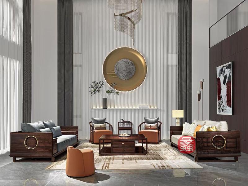 领秀江南家具新中式客厅沙发实木沙发茶几LX012