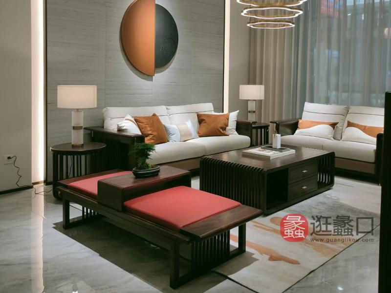 领秀江南家具客厅沙发实木沙发茶几组合LX017