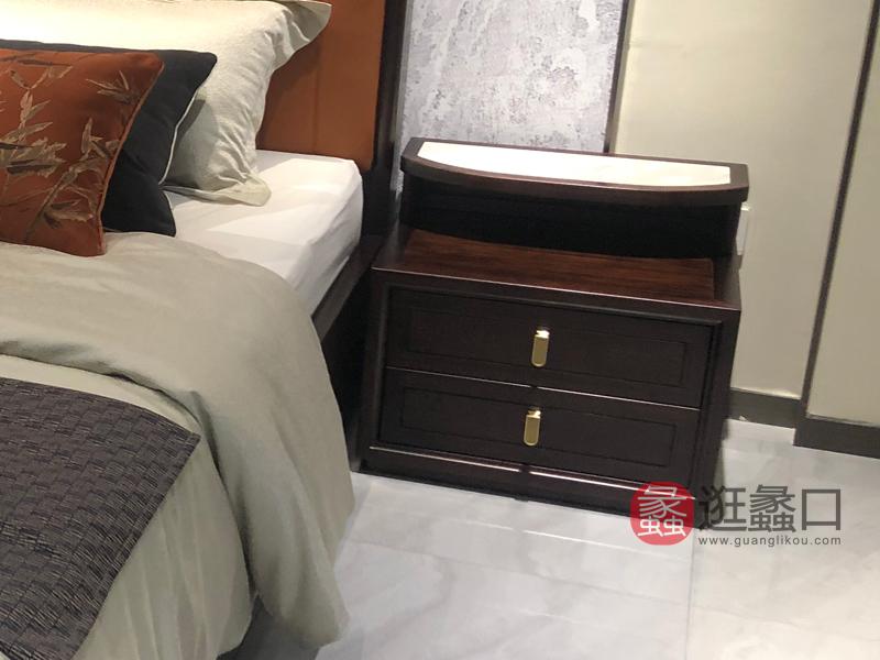 新中式实木床头柜储物柜YY021