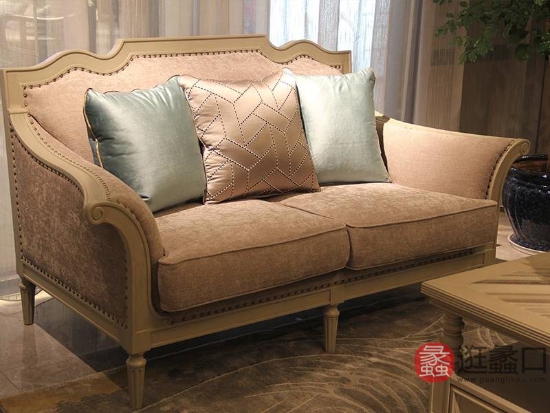 卡特维拉美式客厅纯实木双人沙发
