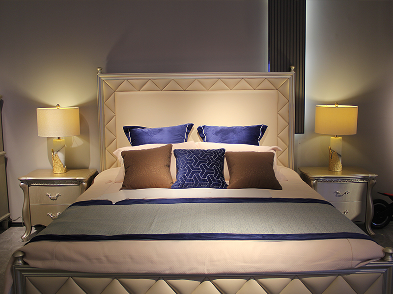卡特维拉美式卧室纯实木浅色双人床