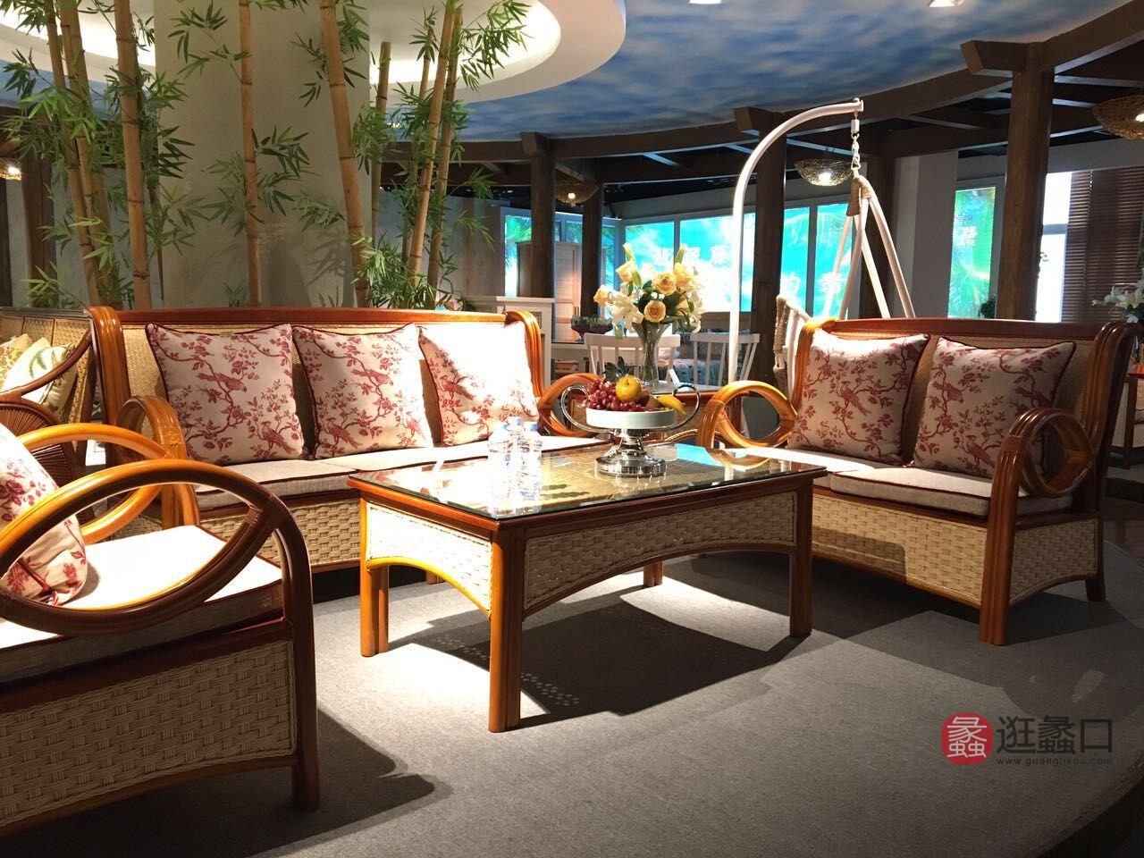 翡翠藤器家具 客厅印尼玛瑙藤与实木相结合卡森沙发