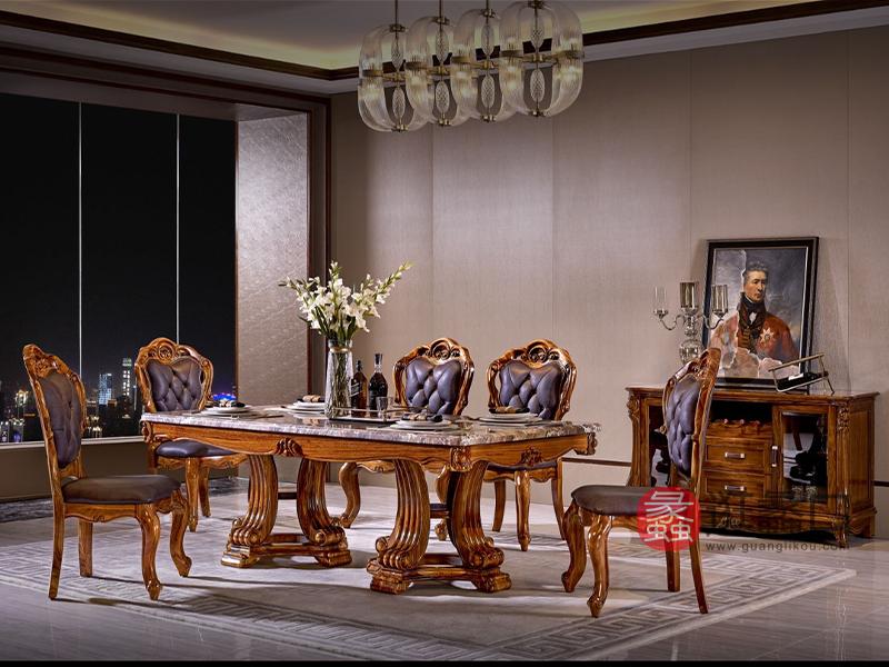 【圣美至尊家具】欧式卧室非洲进口乌金木实木餐桌椅