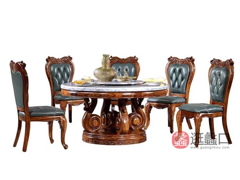 圣美至尊家具非洲进口乌金木欧式餐厅餐桌椅0079