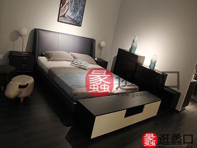 EDns意迪生家具意式现代极简卧室实木双人大床加床头柜​