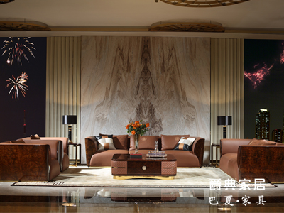 爵典家居·集致·贝尼家具实木轻奢客厅沙发