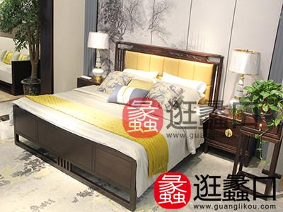 檀樾国俯家具新中式卧室实木优雅简约双人大床加床头柜