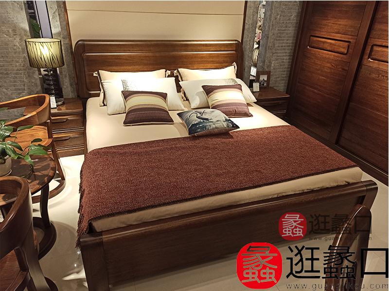 蠡口家具城木之易现代中式卧室床