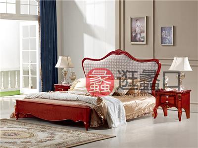 拉斐欧帝家居新古典欧式卧室实木雕花双人大床307/床头柜