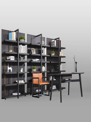 TOB CASA家具意式现代极简书房橡木简单雅致书桌椅和书架