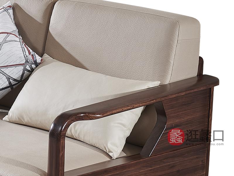 摩卡系列家具 现代风格乌金木实木家具超纤皮客厅转角沙发2640005