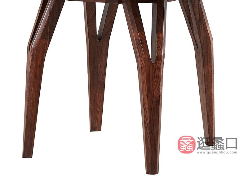 摩卡系列家具 现代风格乌金木实木家具超纤皮餐厅圆桌2640012
