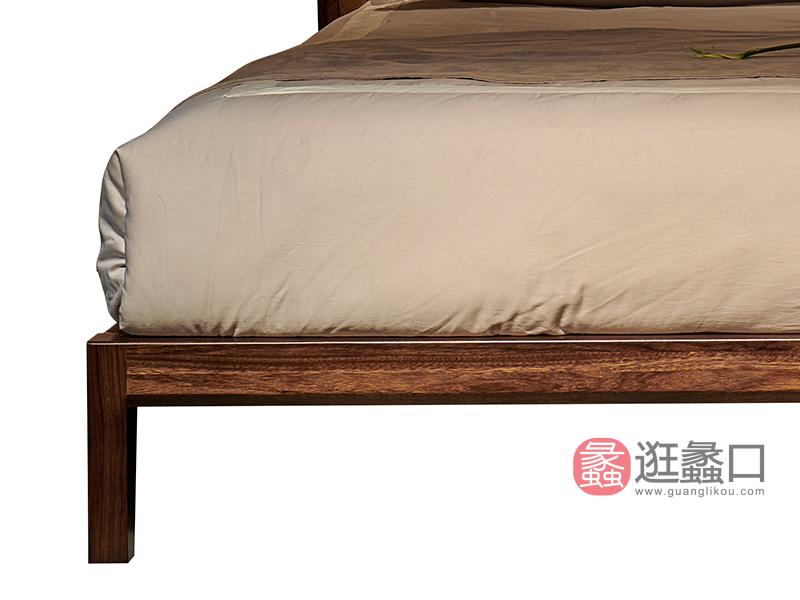 摩卡系列家具 现代风格乌金木实木家具超纤皮卧室床2640017