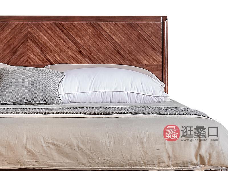 摩卡系列家具 现代风格乌金木实木家具超纤皮卧室床2640019
