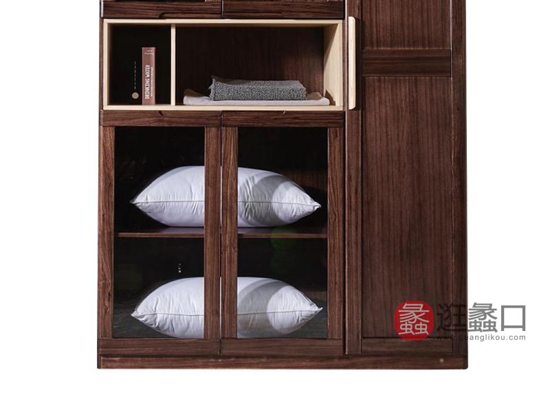 摩卡系列家具 现代风格乌金木实木家具超纤皮卧室衣柜2640025