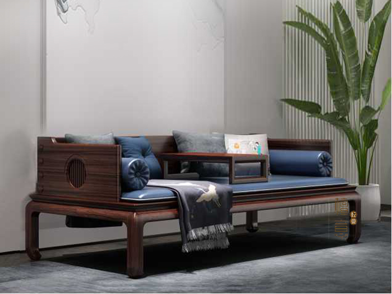 珞川家具新中式客厅实木黑檀木沙发组合LC002沙发
