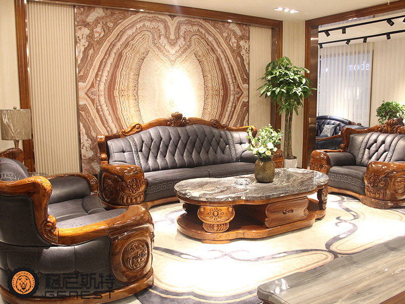 格尼斯特家具欧式客厅乌金木实木123沙发茶几组合