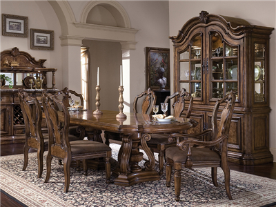 PULASKI家具·爵典家居美式餐厅实木餐桌椅/酒柜/一桌六椅