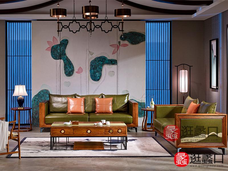 柏森家具新中式客厅刺猬紫檀红木简约休闲沙发茶几组合
