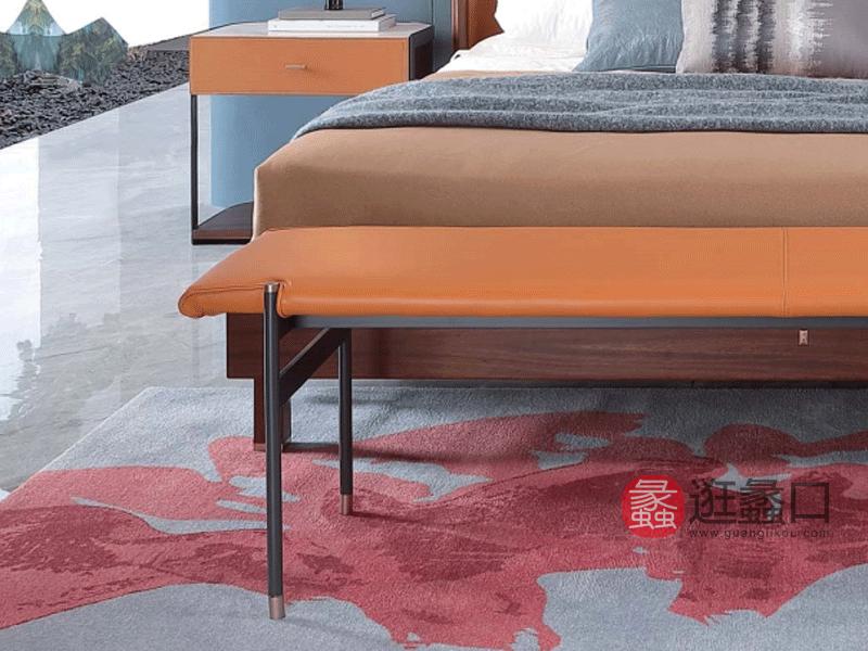 阅界新中式家具实木新中式卧室床尾凳002床尾凳