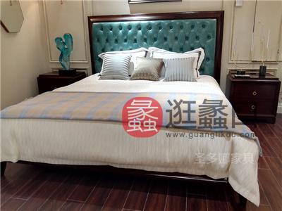 健辉家居·圣多娜轻奢家具美式卧室桃花心木实木品质款大床+2个床头柜组合SDN003
