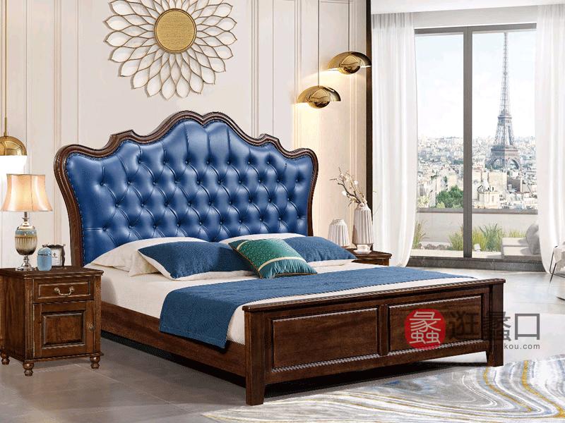奥斯汀家具美式轻奢实木真皮1.8米大床2902#床