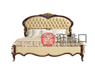 爵典家居·萨芬戴家具美式卧室实木真皮双人大床/床头柜1510#