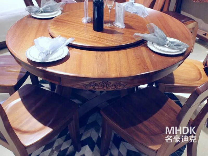 蠡口家具城名豪迪克家具新中式餐厅金丝檀木实木现代休闲餐桌椅组合