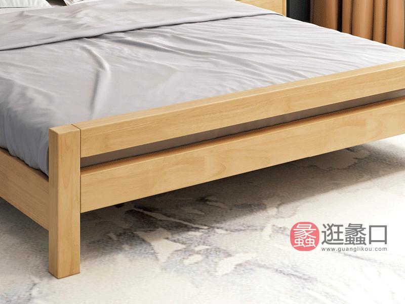 实木床W08三块板床