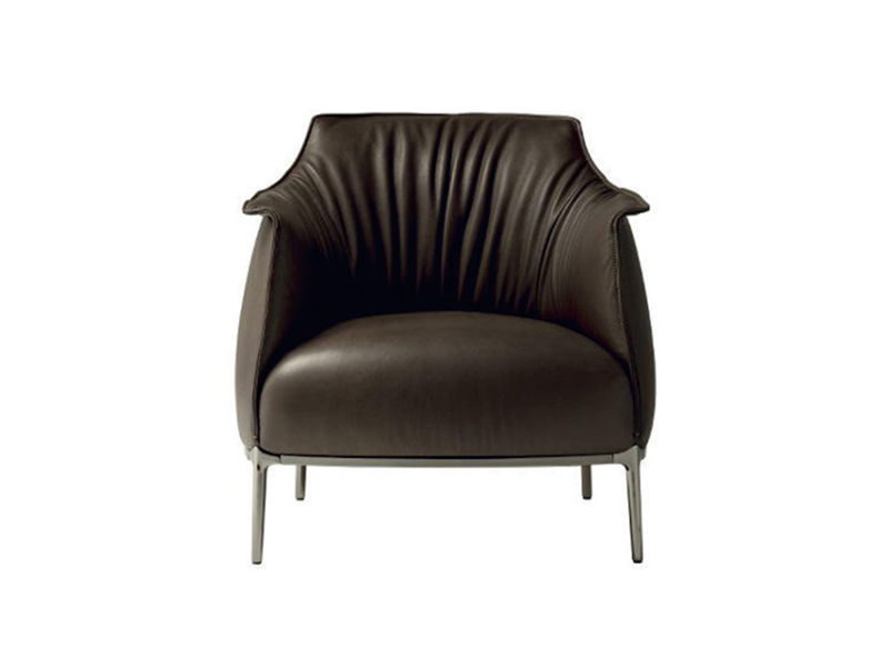 卡萨 现代简约高密度海绵金属喷黑色 漆底架休闲椅1230089