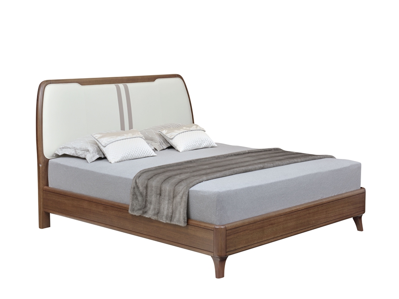 妮蒂亚家具北欧现代木面软包床头卧室床903床