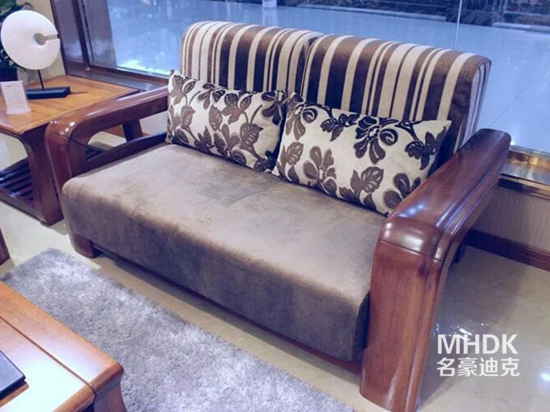 名豪迪克家具新中式客厅金丝檀木实木双人休闲沙发