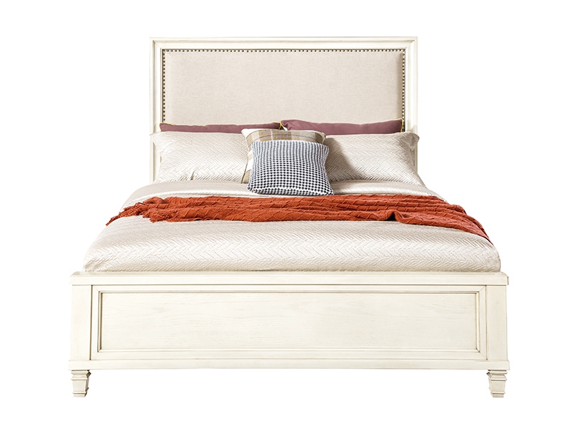 奥克拉 美式水性漆实木框架卧室大床双人床高箱床1760016