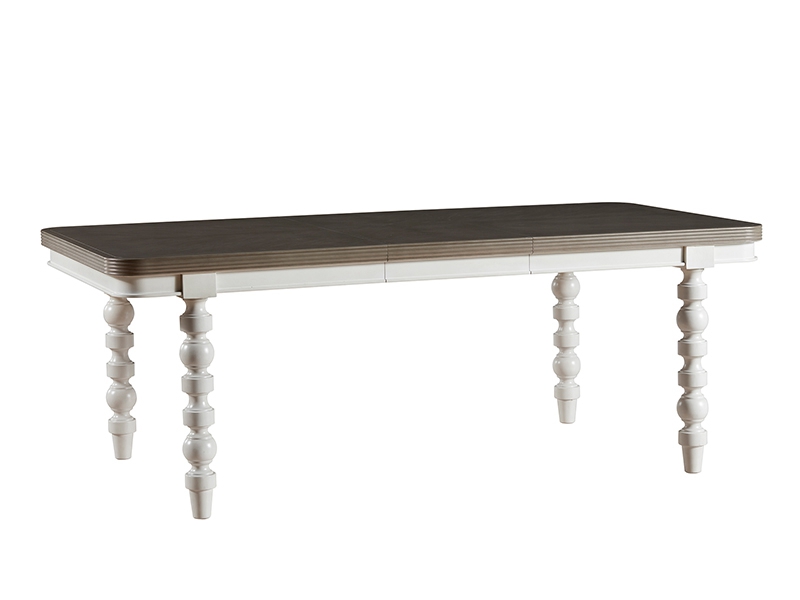 奥克拉 美式轻奢A级艳阳花A级橡胶木环保漆锌合金电镀长餐桌1770028