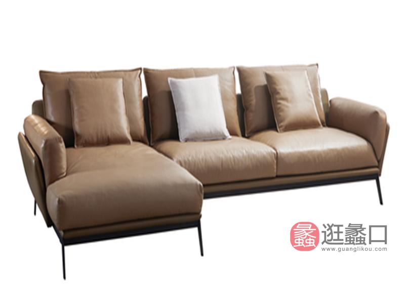 羽尚家具意式现代极简皮质软垫高弹性客厅沙发YS-803