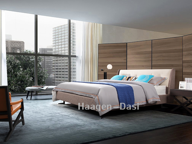 【哈根达私·欧尚格家居】意式现代极简卧室北美白蜡木双人舒适大床