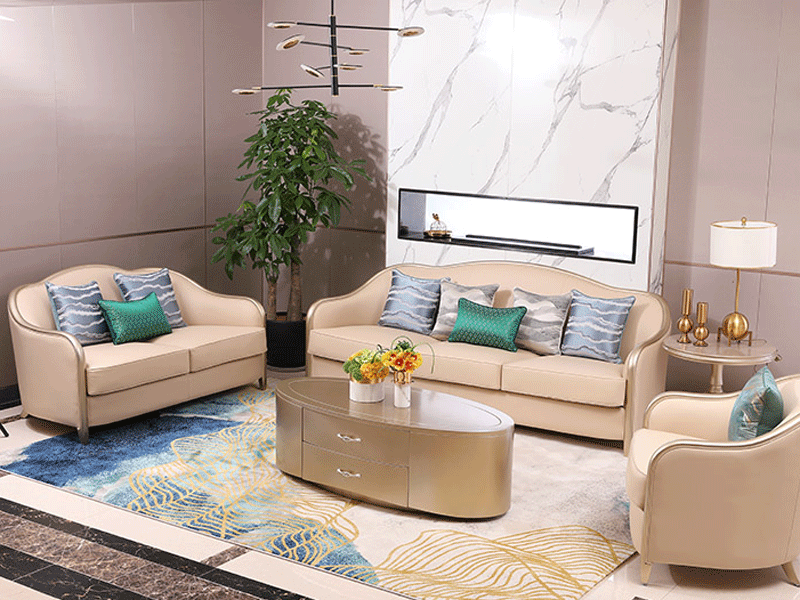 艾丽家具美式客厅沙发实木沙发H8801双人沙发