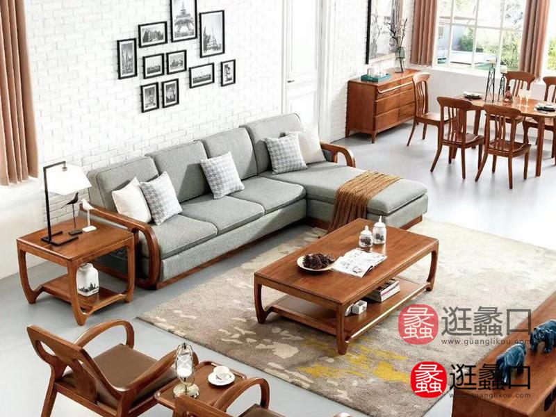 俞木匠家具现代客厅简约艺术布艺软包沙发+茶几组合