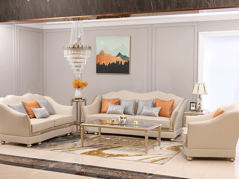艾丽家具美式客厅沙发实木沙发H8802双人沙发