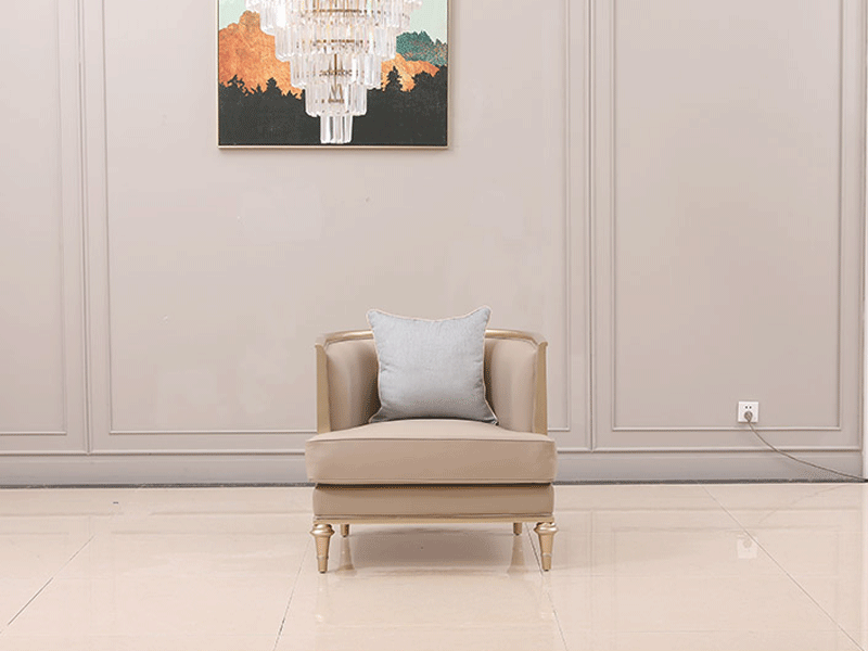 艾丽家具美式客厅沙发​实木沙发H8806单人沙发