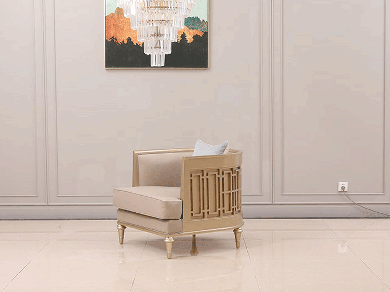 艾丽家具美式客厅沙发​实木沙发H8806单人沙发