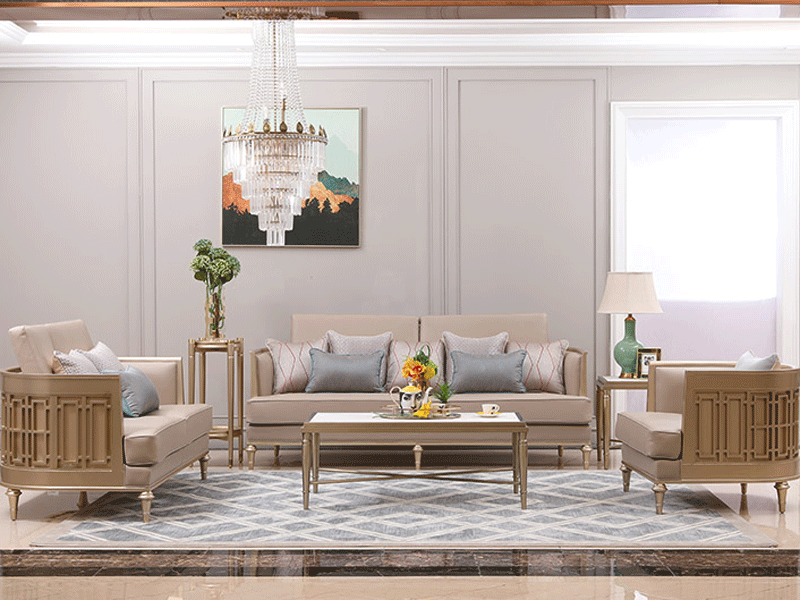 艾丽家具美式客厅沙发实木沙发H8806三人沙发