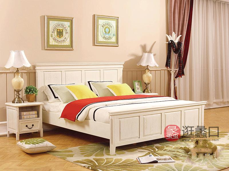 奥斯汀家具美式套房实木家具纯白双人床