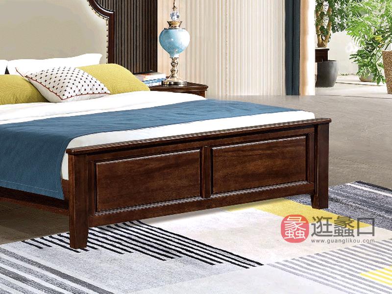 奥斯汀家具美式套房实木家具真皮软靠床2901-3#床