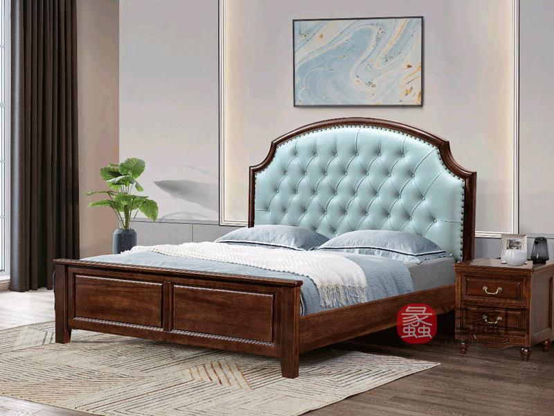 奥斯汀家具美式套房实木家具真皮软靠床2901-3#床
